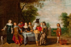 Gesellschaft an einem Tisch im Park von Christoffel Jacobsz Laemen van der