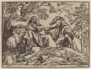 Die Versuchung Christi durch den Teufel von Christoffel Jegher after Sir Peter Paul Rubens