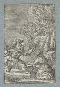 Kind ergibt sich einem Engel gekleidet als Ritter