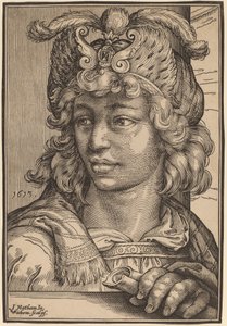Büste eines jungen Mannes von Christoffel van Sichem I after Jacob Matham