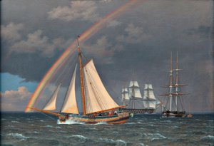 Regenbogen auf See mit einigen Kreuzfahrtschiffen von Christoffer Wilhelm Eckersberg