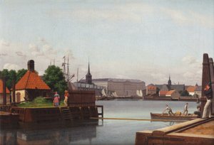 Die Börse, Christiansborg und Holmens Kirche, gesehen vom Standort der Asiatischen Gesellschaft von Christoffer Wilhelm Eckersberg