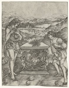 Kain und Abel opfern ein Lamm auf dem Altar von Christoforo di Michele Robetta