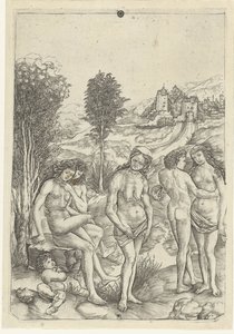 Alte Frau und zwei Liebespaare in der Landschaft von Christoforo di Michele Robetta