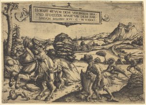 Allegorie von "Hochmut kommt vor dem Fall...": Ein Herr und eine Dame zu Pferd von Christoph Bockstorfer