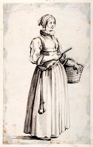 Figur mit Korb und Messer