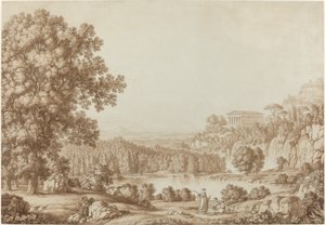 Arkadische Landschaft mit einem dorischen Tempel von Christoph Heinrich Kniep