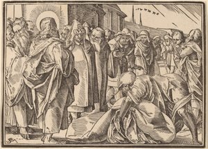 Der Gelähmte, geheilt von Christus, nimmt seine Matte auf von Christoph Murer