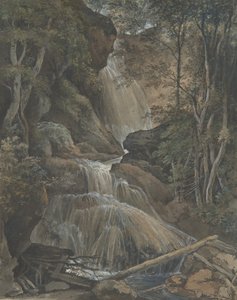 Ein Wasserfall in einem Wald bei Langhennersdorf von Christoph Nathe