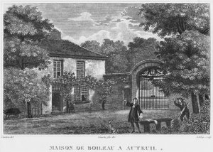 Haus von Nicolas Boileau, bekannt als Boileau-Despreaux, in Auteuil, Paris, graviert von Ashby (19. Jahrhundert) von Christophe Civeton