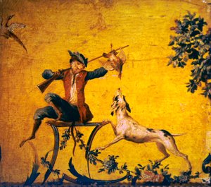 Affenjäger und Jagdhund