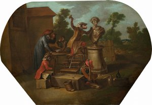 Singerie: Der Bildhauer, um 1739