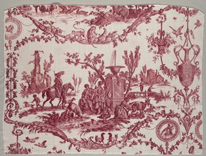 Fragmente von Kupferplatten bedruckter Baumwolle, ca. 1789