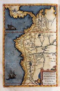 Karte von Peru, aus den Aufzeichnungen der Expedition von Hernando de Soto 1570 von Christophe Plantin