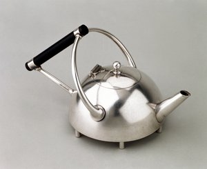 Halbkugelförmige Teekanne auf sechs Füßen, hergestellt von James Dixon & Son, 1880