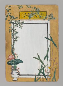 Menükarte mit Bambus und Blumen, ca. 1880 von Christopher Grant La Farge