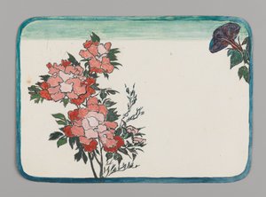 Kleine Karte mit Chrysanthemen und Prunkwinde, ca. 1880 von Christopher Grant La Farge