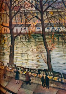 Les Bibliophiles. Ein Herbsttag in Paris, ca. 1930 von Christopher Richard Wynne Nevinson