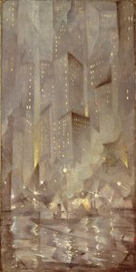 New York bei Nacht, ca. 1922 von Christopher Richard Wynne Nevinson