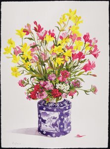 Blumen in einem chinesischen Krug
