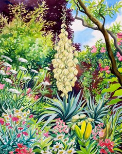 Garten mit blühender Yucca