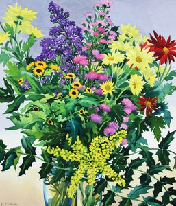 Winterblumen und Blätter