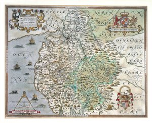 Eine Karte von Westmorland und Cumberland, 1576 von Christopher Saxton