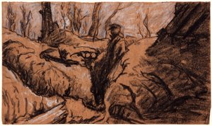 Ein Mann im Graben, um 1914