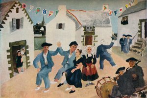 Tanzende Matrosen, Bretagne von Christopher Woods, 1930, 1936 von Christopher Wood