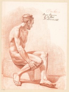 Sitzender männlicher Akt, von der Seite gesehen (1. Preis 1794)