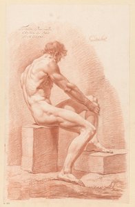 Sitzender männlicher Akt, seitlich gesehen (3. Preis 1790)