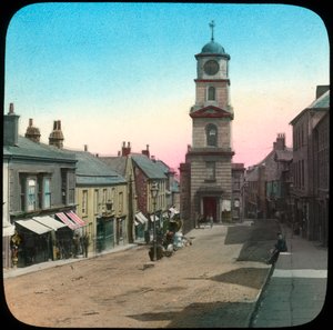 Rathaus und Marktstraße, Penryn, Cornwall, spätes 19. oder frühes 20. Jahrhundert