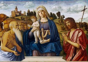 Madonna und Kind mit dem heiligen Hieronymus und dem heiligen Johannes dem Täufer von Cima da Conegliano