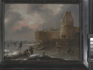 Winterlandschaft mit Schlittschuhläufern, um 1660