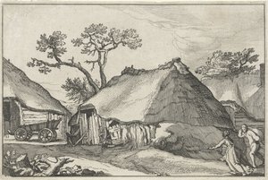 Bauernhof und ein Wagen auf einem Hof von Claes Jansz. Visscher (II)