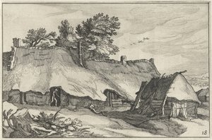 Bauernhof und kleine Scheune (Landschaften mit Bauernhöfen) von Claes Jansz. Visscher (II)