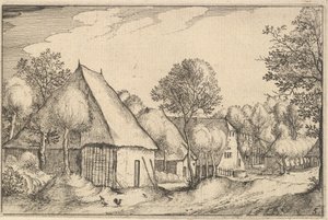 Bauernhof, Platte 5 aus Regiunculae et Villae Aliquot Ducatus Brabantiae, ca. 1610 von Claes Jansz Visscher