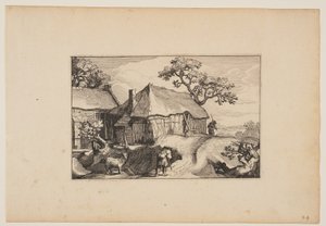 Weg entlang einer Scheune, aus Landschaften von Claes Jansz. Visscher