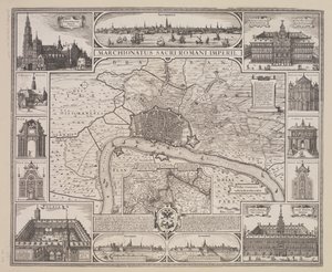 Plan von Antwerpen mit Ansicht der Stadt und der wichtigsten Gebäude