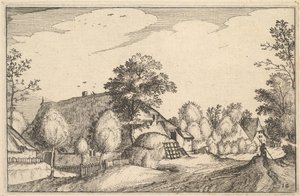 Dorfstraße, Platte 12 aus Regiunculae et Villae Aliquot Ducatus Brabantiae, ca. 1610 von Claes Jansz Visscher