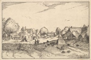 Dorfstraße, Platte 20 aus Regiunculae et Villae Aliquot Ducatus Brabantiae von Claes Jansz Visscher