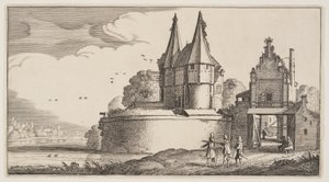 Bastion und Stadttor an einem Fluss, aus Landschaften (Playsante Lantschappen)