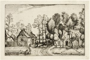 Landschaft mit gefällten Bäumen, Tafel siebzehn nach Bilder von Bauernhöfen, Landhäusern und rustikalen Dörfern (Praediorum villarum et rusticarum casularum icones) von Claes Jansz. Visscher II