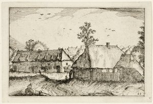 Große Schuppen, Platte 21 nach Bilder von Bauernhöfen, Landhäusern und rustikalen Dörfern (Praediorum villarum et rusticarum casularum icones) von Claes Jansz. Visscher II