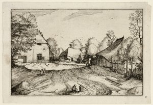 Der Schwanenwirt, Platte sechs nach Bilder von Bauernhöfen, Landhäusern und rustikalen Dörfern (Praediorum villarum et rusticarum casularum icones) von Claes Jansz. Visscher II