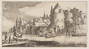 Stadt an einem Fluss, aus Landschaften