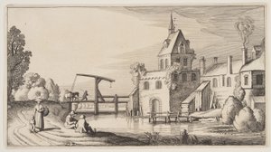 Dorf an einem Fluss, aus Landschaften (Playsante Lantschappen)