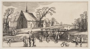 Winterlandschaft, aus Landschaften (Playsante Lantschappen) von Claes Jansz. Visscher II