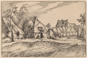 Bauernhöfe in einem Dorf von Claes Jansz Visscher after Johannes van Doetechum, the Elder after Lucas