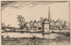 Teich und ein Dorf